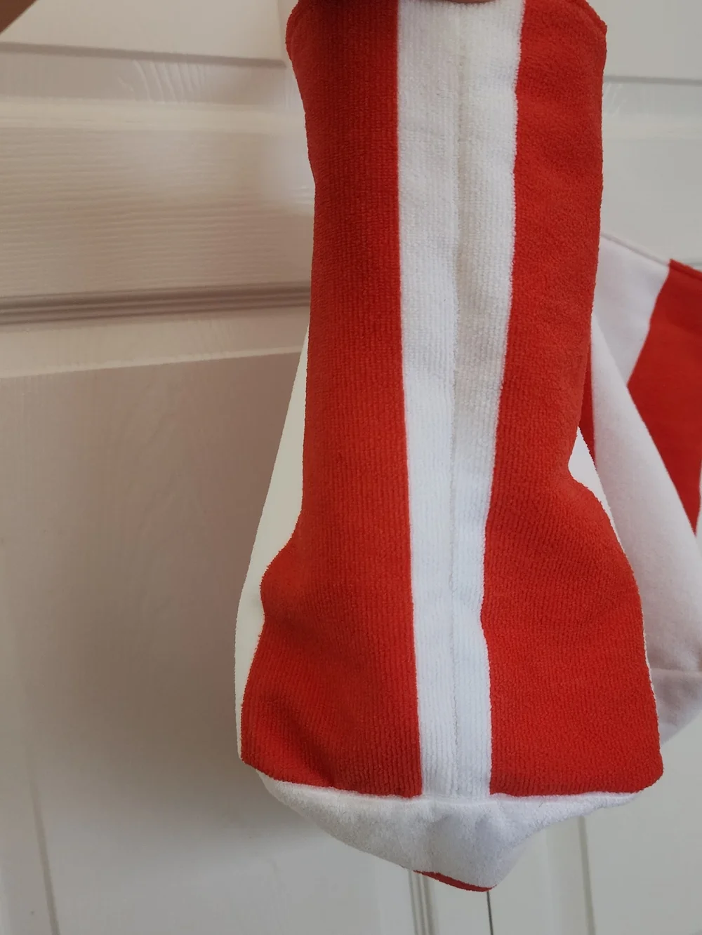 Lancome Orange/Red White Striped Terrycloth Towel Beach Swim Tote Bag